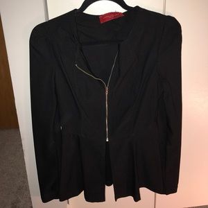 Long Sleeve Zip Up Peplum Top