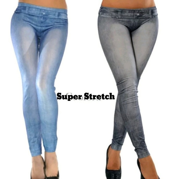 SUPER STRETCHY SEXY SKINNY JEANS LOOK LEGGINGS - Picture 4 of 6