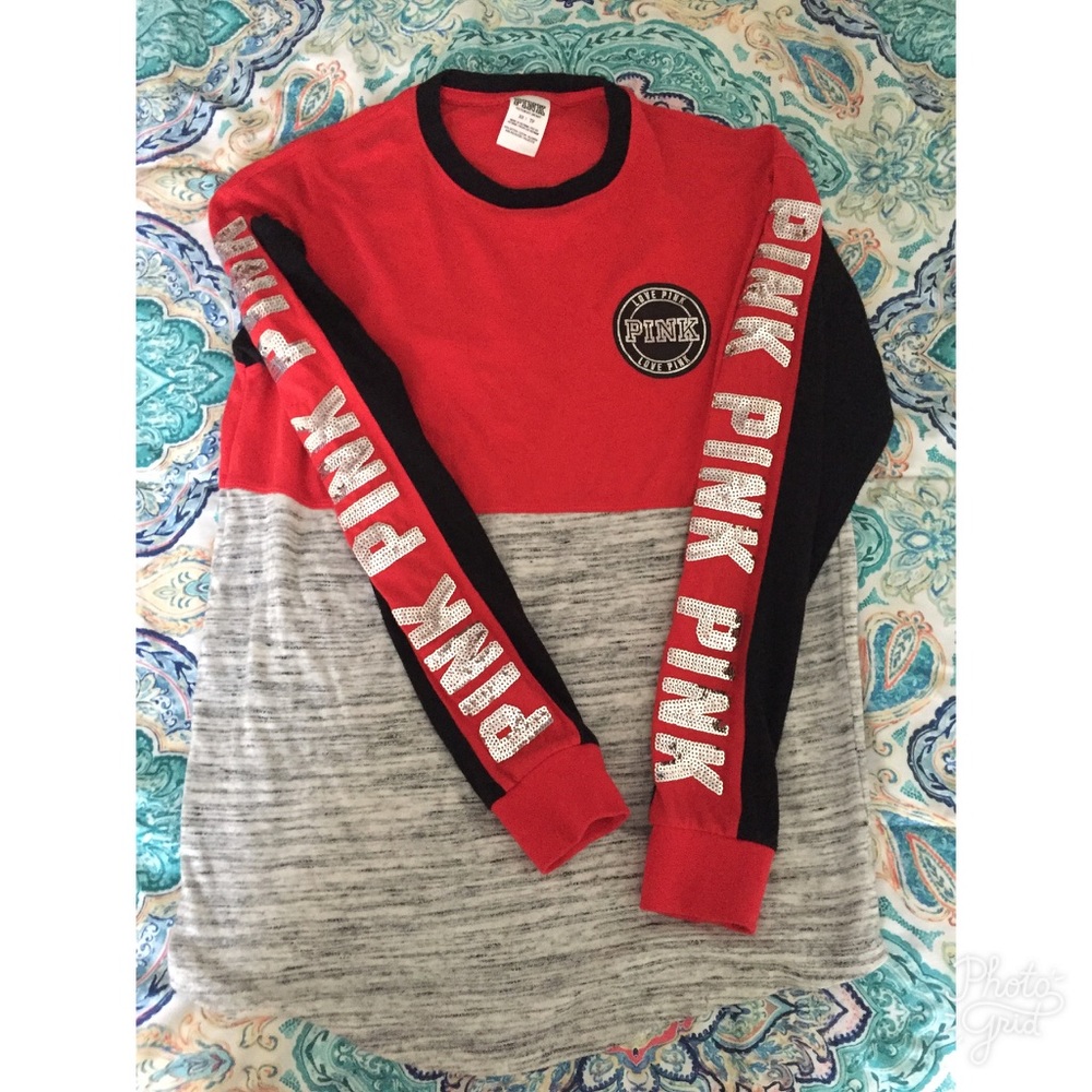 PINK varsity long sleeve ☺️