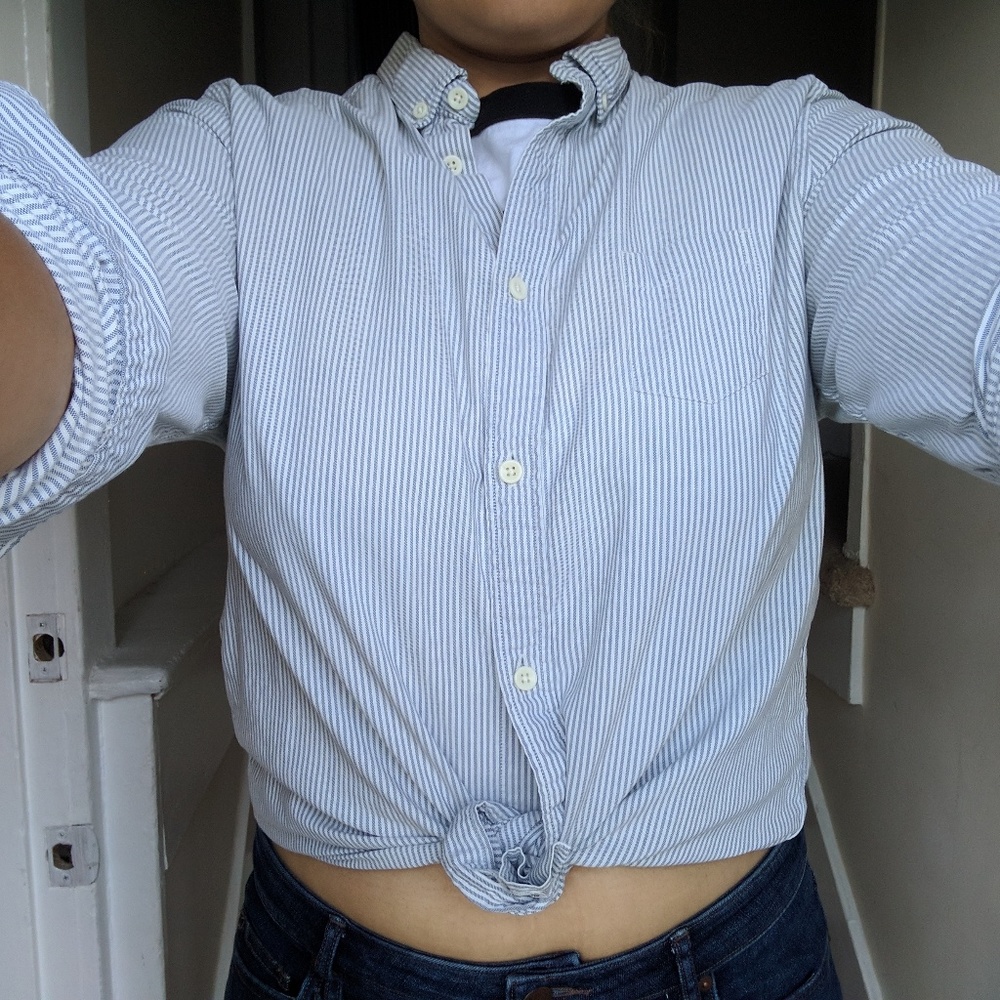 All Saints stripe oxford button up shirt