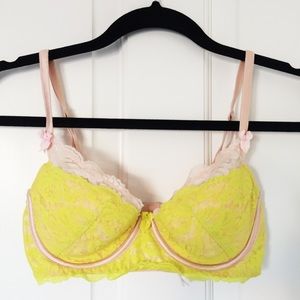 SOLD - NWOT Mimi Holliday 34C Yellow Lace Bra