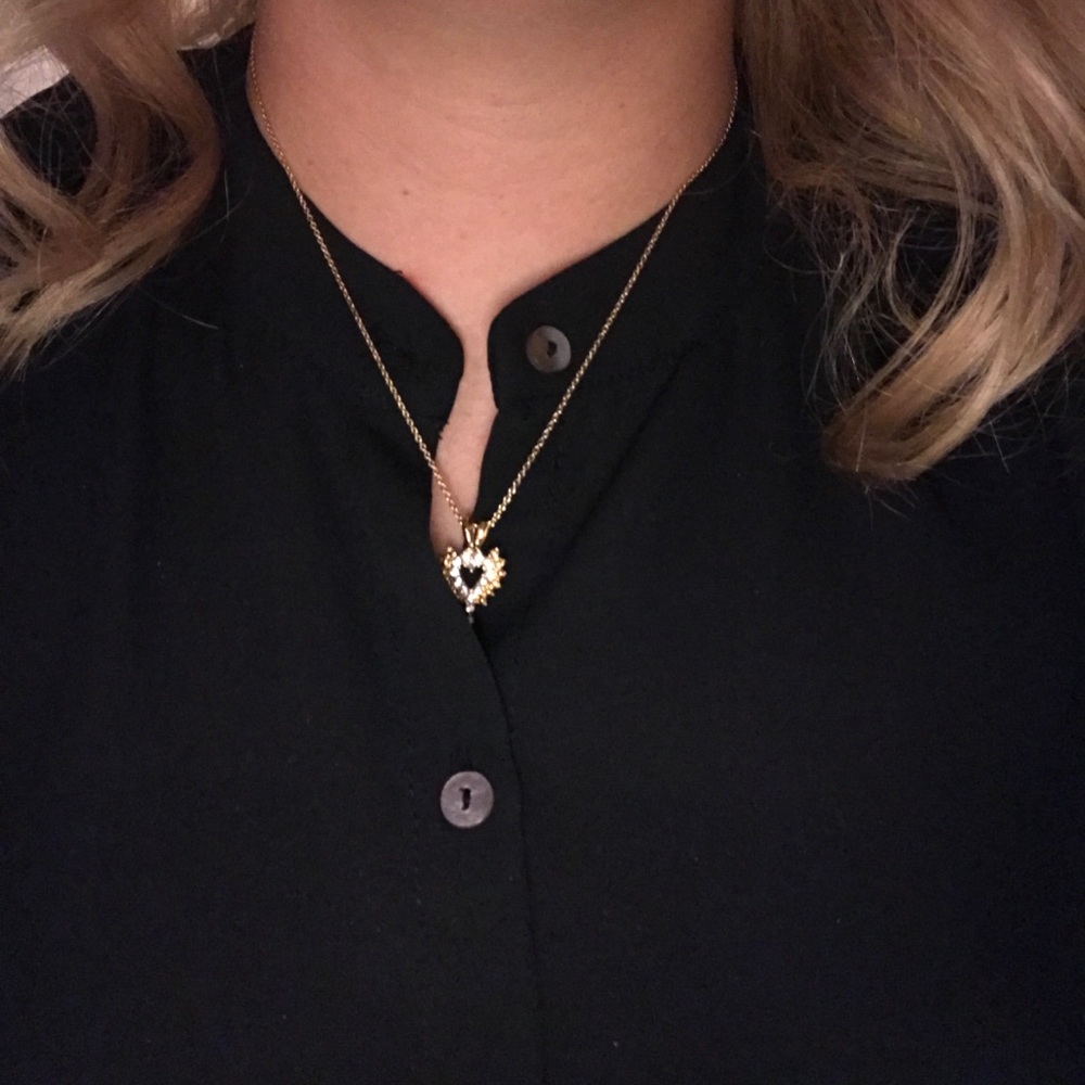 Gold and Diamond (fake) Heart pendant necklace