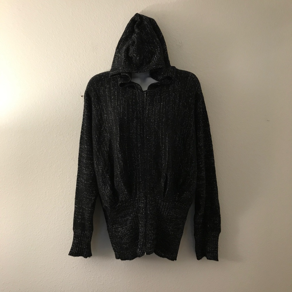 Victoria Secret Women's Hoodie Black Silver M/L