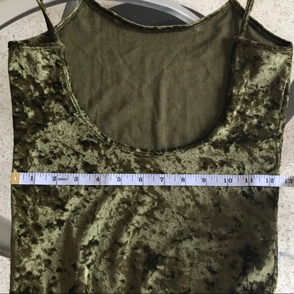 Light Tan Scooped Low Back Crushed Velvet Bodysuit - Picture 5 of 5