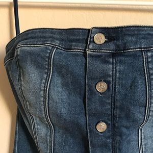 Bebe Denim Strapless Jumpsuit