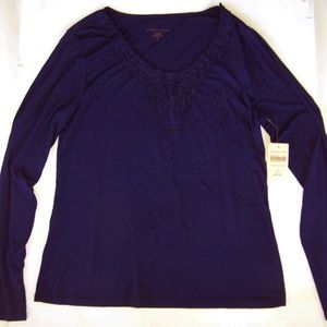 Coldwater Creek DIAGONAL SHIRRS ruffled TOP S