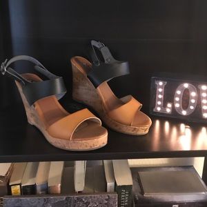 Camel & Black Color Block Heels