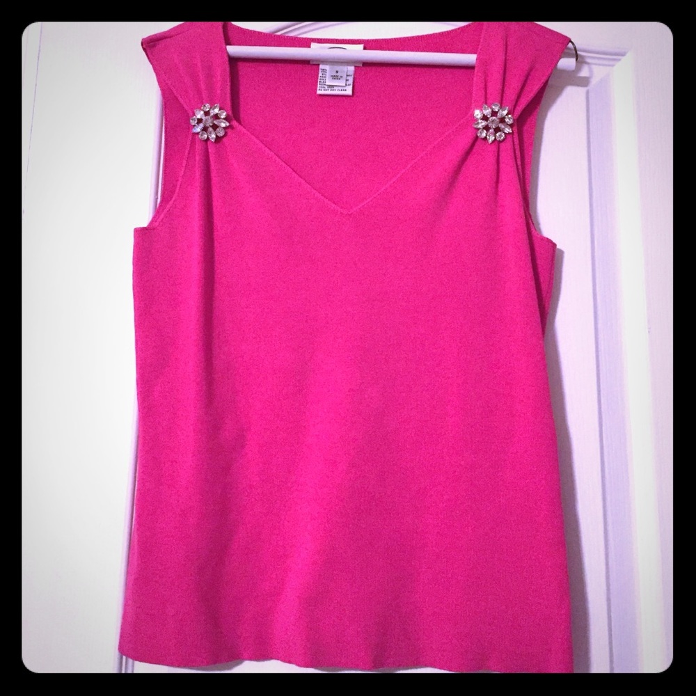 EUC Talbots Hot Pink Sleeveless Sweater Size Small