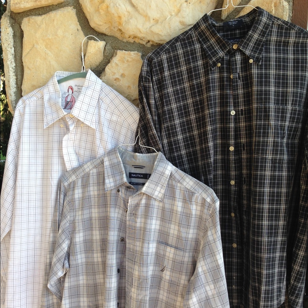 Three Large nautica dress shirts