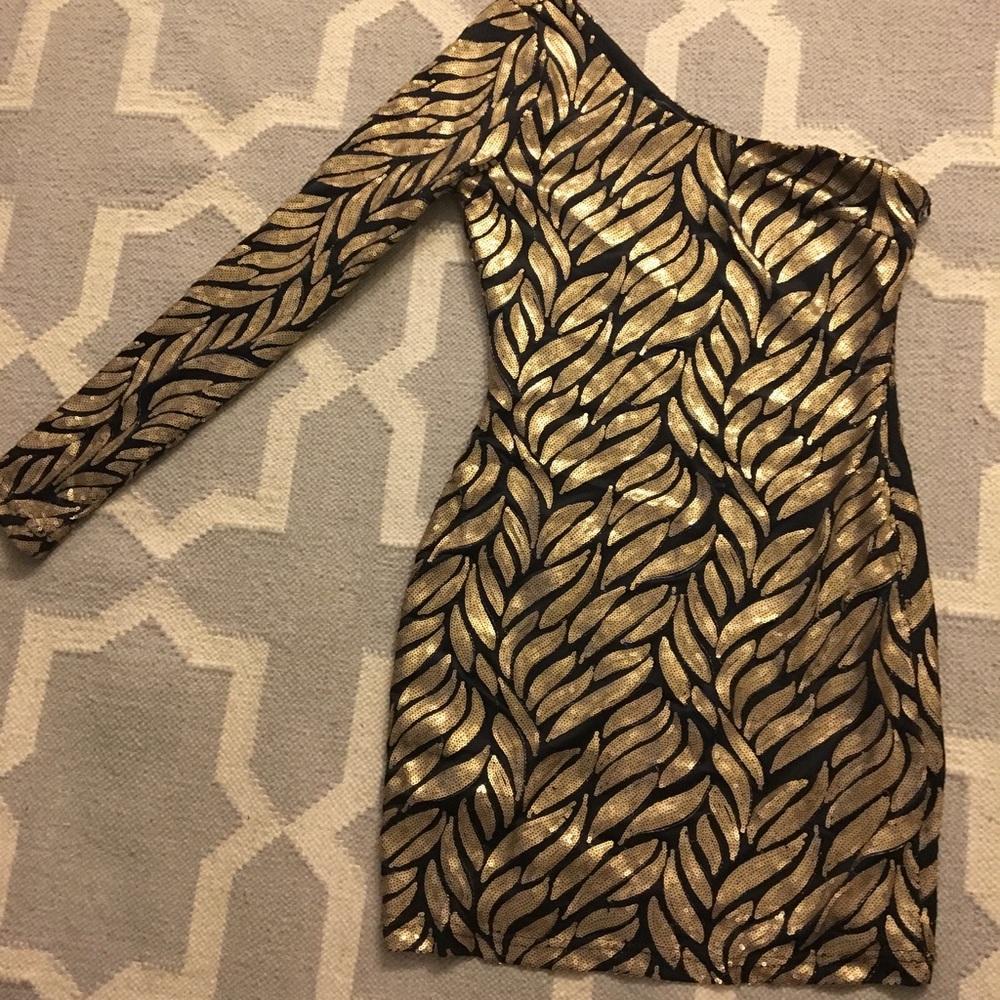 Akira sequin one sleeve dress.