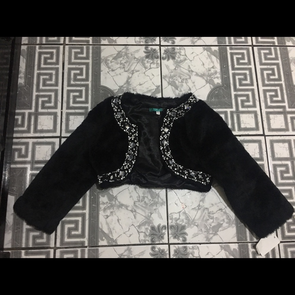 Furry mini jacket with beading