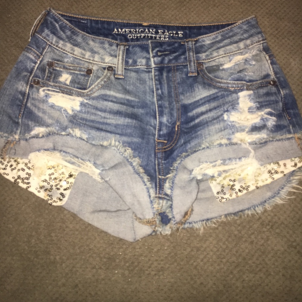 American Eagle high rise festival shorts