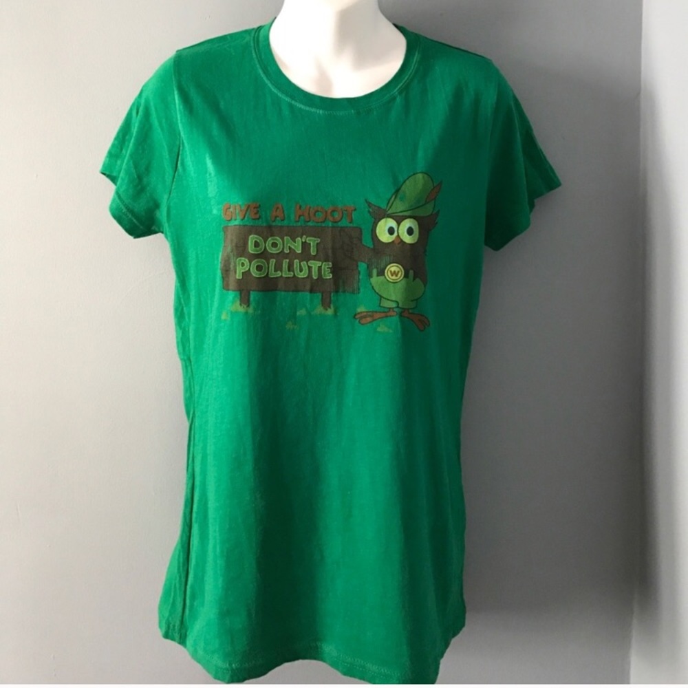 Cool vintage tee Give a hoot, Don't pollute