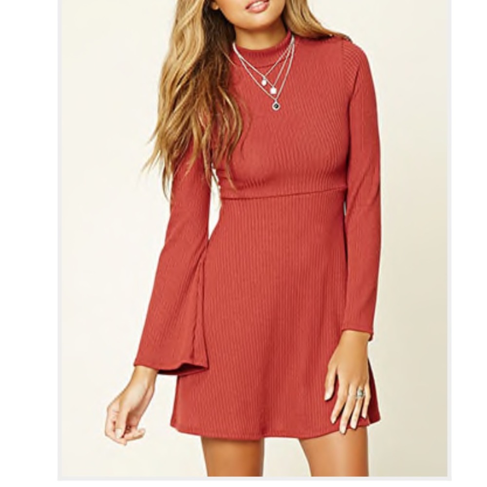 Red bell sleeve dress