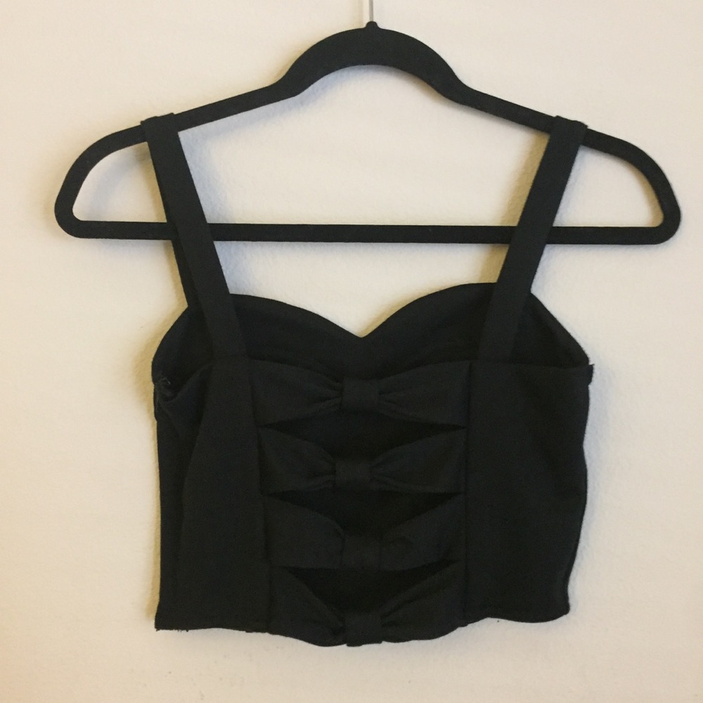 Foreign Exchange Bow Detail black crop top