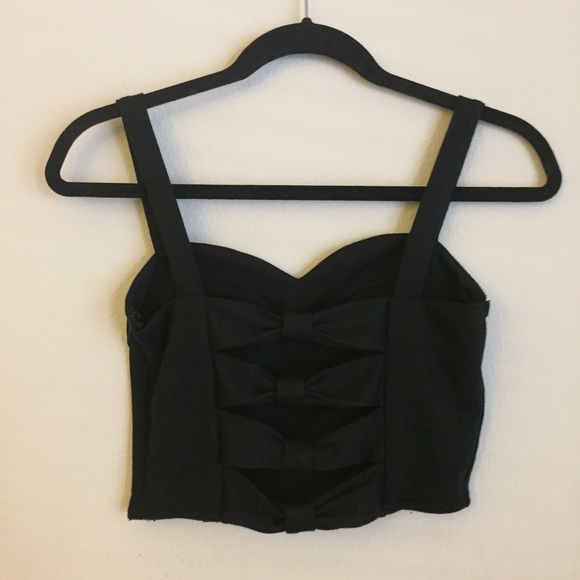 Foreign Exchange Bow Detail black crop top - Picture 1 of 2