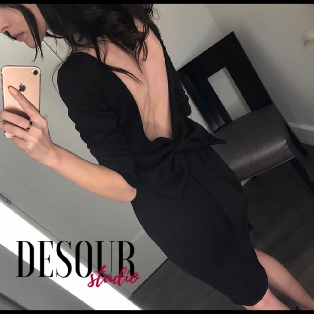 Black Bodycon bow back dress