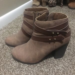 Tan wrap booties
