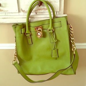 Michael Kors Green Hamilton Large Gold Hardware