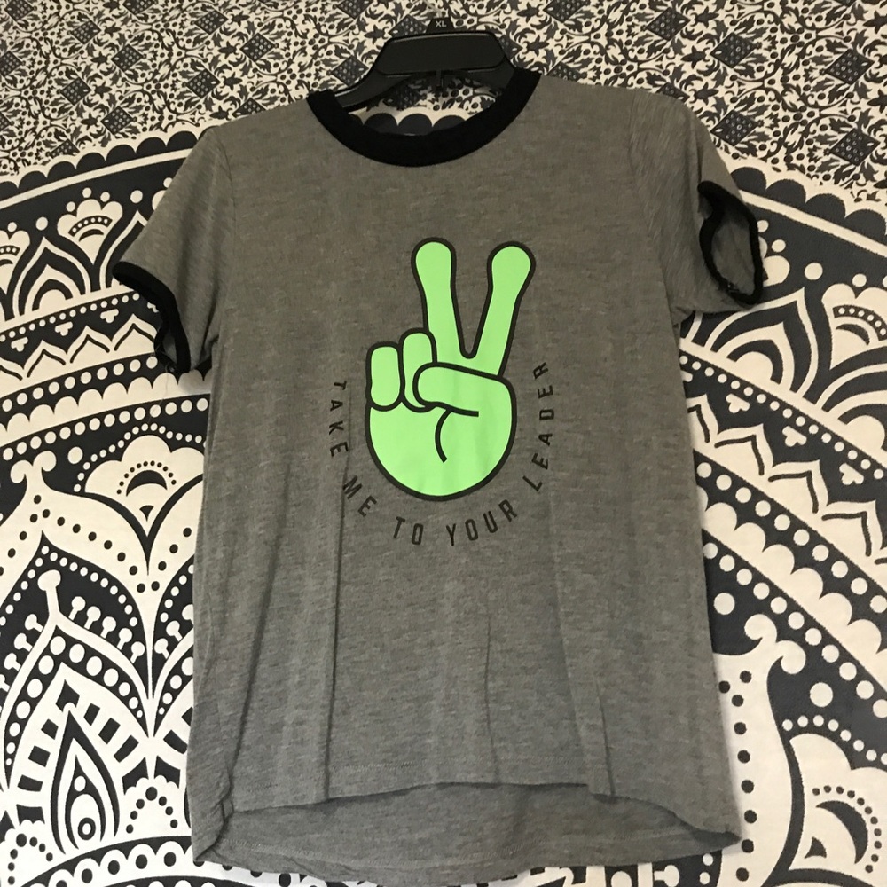a.lab Grey Shirt with Green Peace Sign