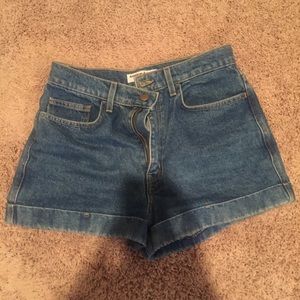 American Apparel High waisted denim cuff shorts