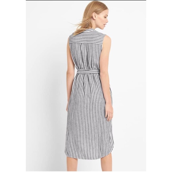 Linen Sleeveless Stripe Shirtdress - Picture 2 of 4