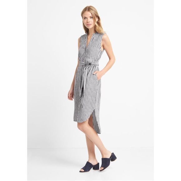 Linen Sleeveless Stripe Shirtdress - Picture 3 of 4