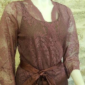 Purple Lace Kimono Style Shawl