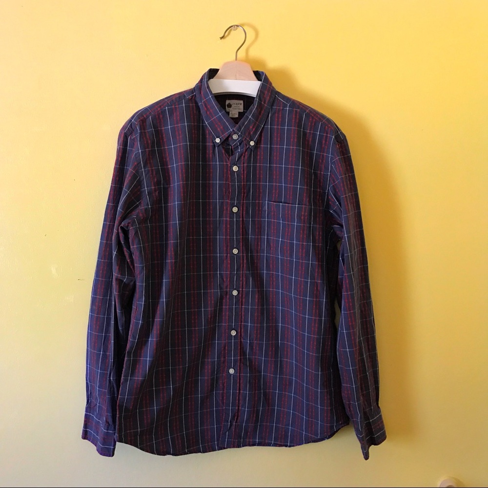 Navy, Red, & White tartan shirt