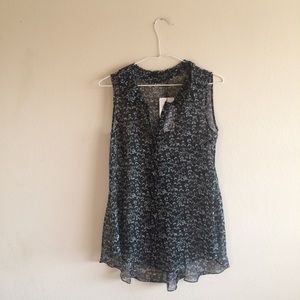 Butterfly print sleeveless chiffon top