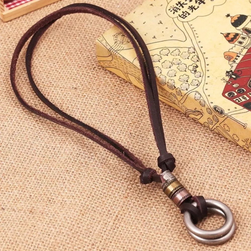 Necklace for men brown leather