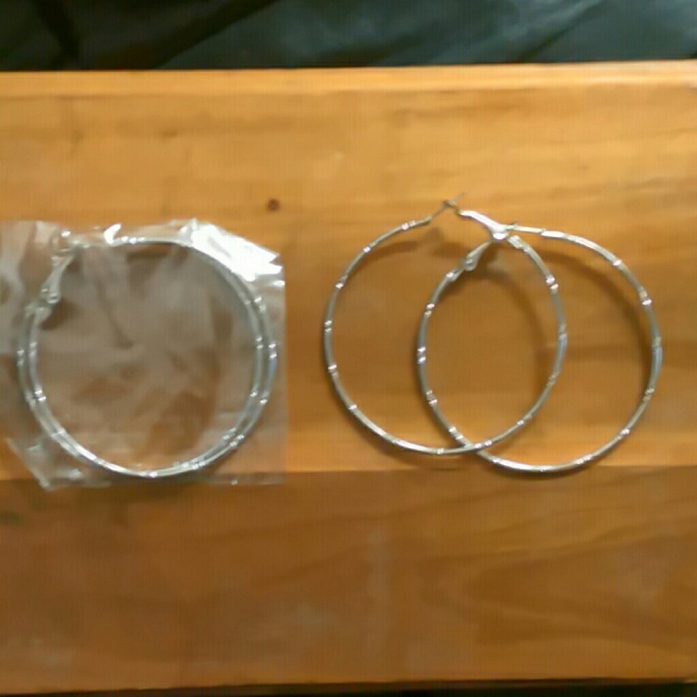 Brand New Shinny Silver Color Hoops.