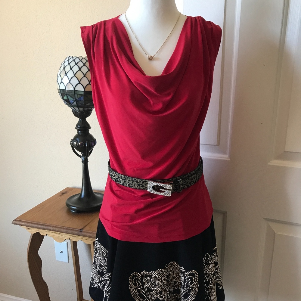 Cowl Neck Top Red