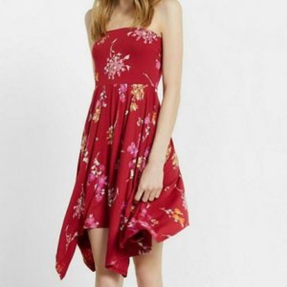 Strapless Floral Dress