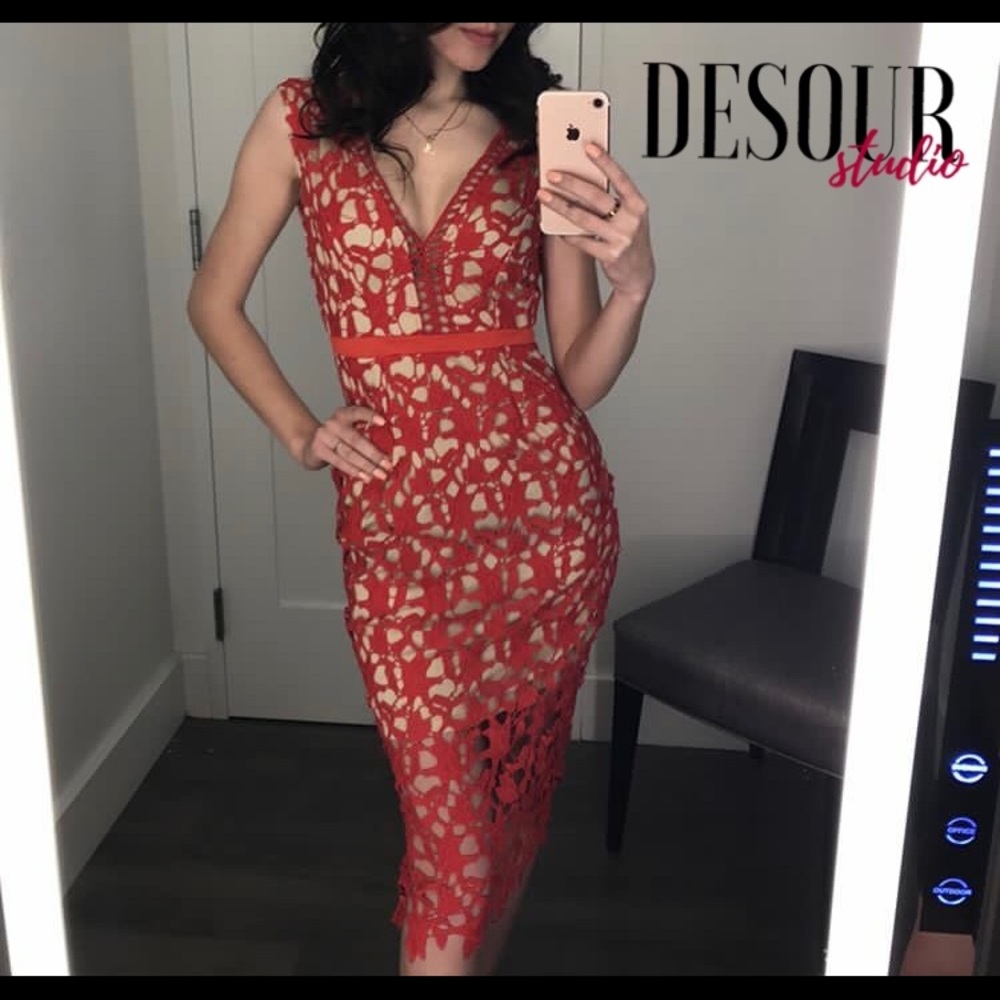 Red lace dress