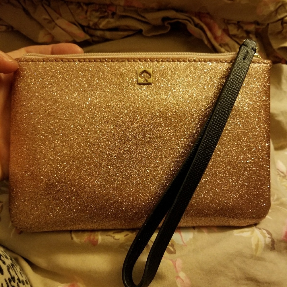 SOLD...Kate Spade sparkle rose gold wristlet