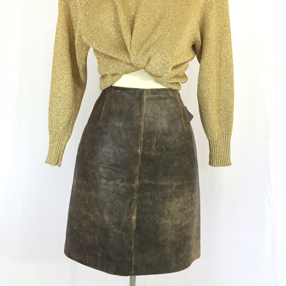 100% Genuine Leather Vintage Mini Skirt