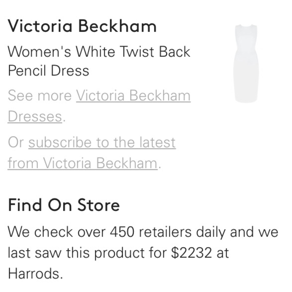 Victoria Beckham white pencil dress SOLD - Picture 4 of 4