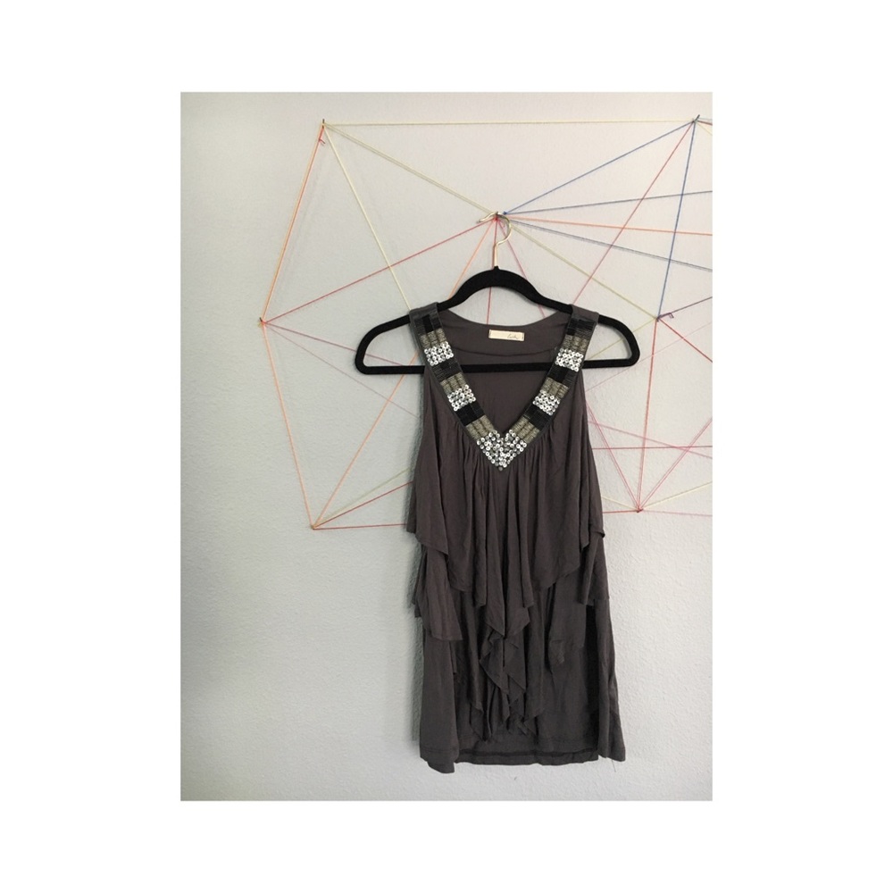 ***DONATED*** Flowy tank top with beaded neckline