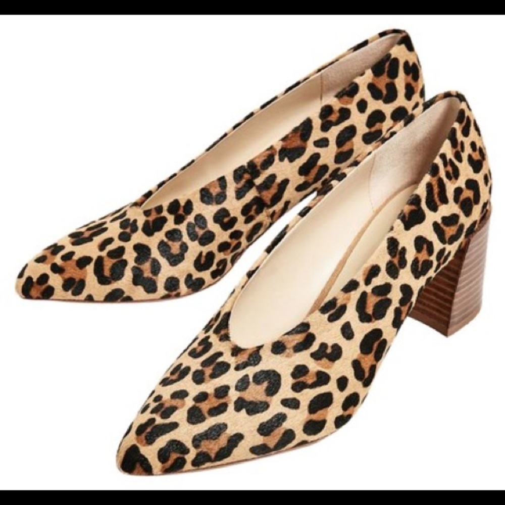 Zara Pony Calf Hair Leopard Heels Pumps