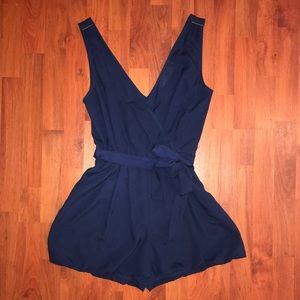 Tbags Los Angeles Woven Sleeveless Belted Romper