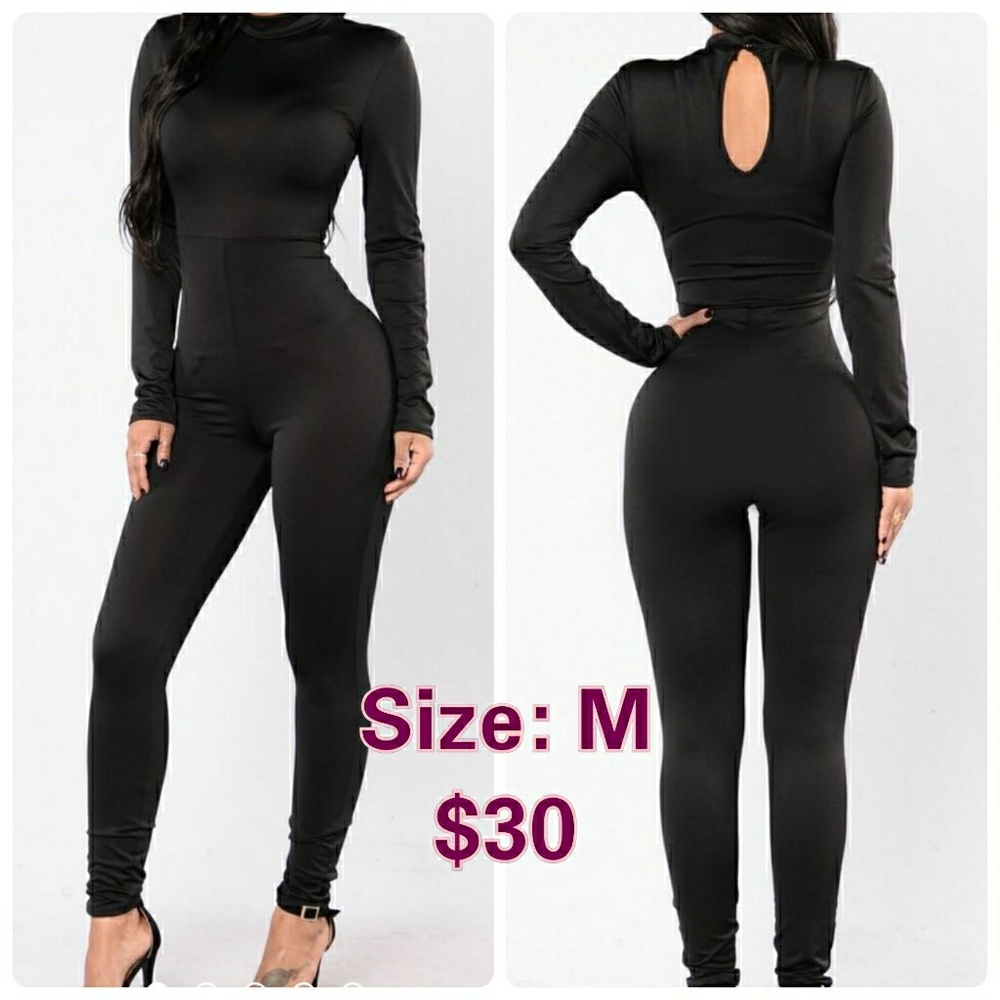 Black, body fit jumpsuit. Hot!