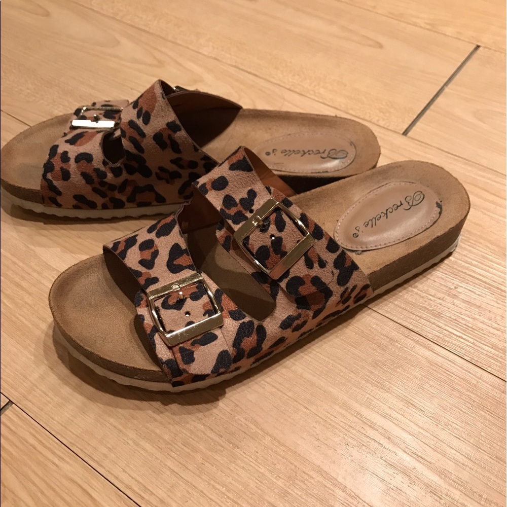 Breckelle's Leopard Print Double Buckle Sandal