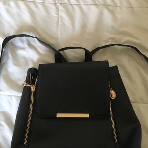 Black Faux Leather Backpack