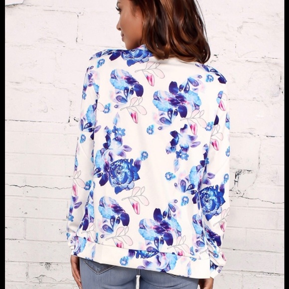 White Floral Bomber Jacket - Picture 2 of 7