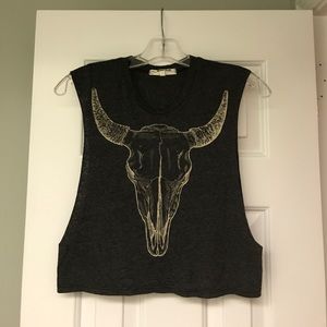 graphic muscle crop top
