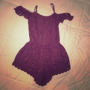 Burgundy lace romper
