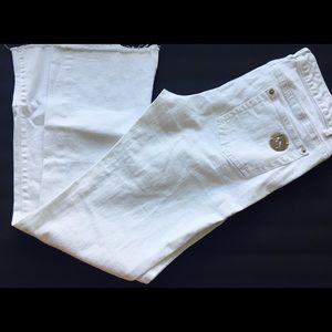 MICHAEL KORS WHITE FRAYED HEM JEANS, SZ 6