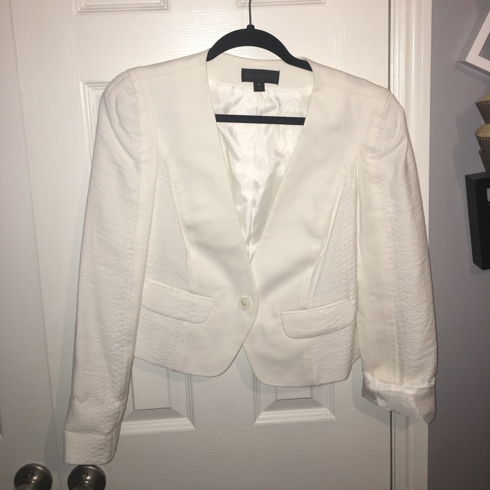 White blazer with great fabric detail