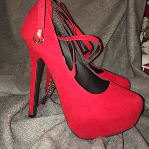 Super high heel red platform heels